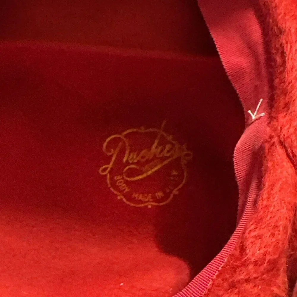 Vintage Duchess Red Faux Fur Ladies Beret Style‎ Hat Italy Peggy Worcester,Mass